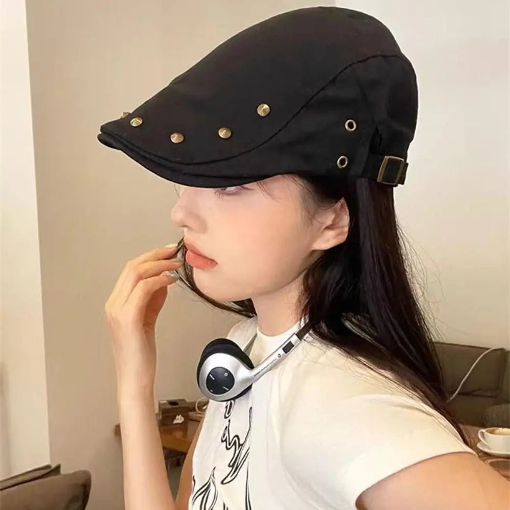 Casual Y2K Rivet Beret Harajuku Cotton Forward Cap Fashion Visor