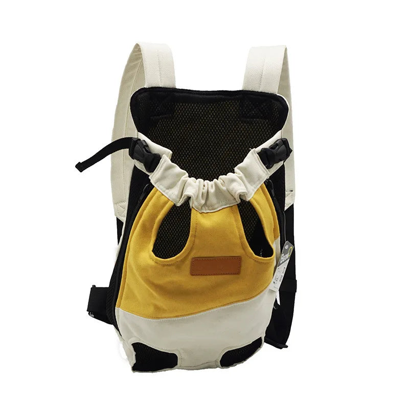 Canvas Pet Backpack Carrier For Small Medium Dog French Bulldog Chihuahua Outdoor Travel Shoulder Front Back Chest Cat Carrying
