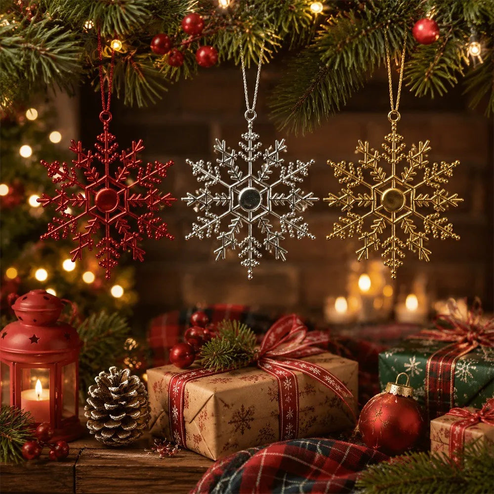3/9Pcs Glitter Snowflake Ornaments Christmas Decoration Tree Hanging Decor Snowflakes for Home New Year 2026 Supplies Decor