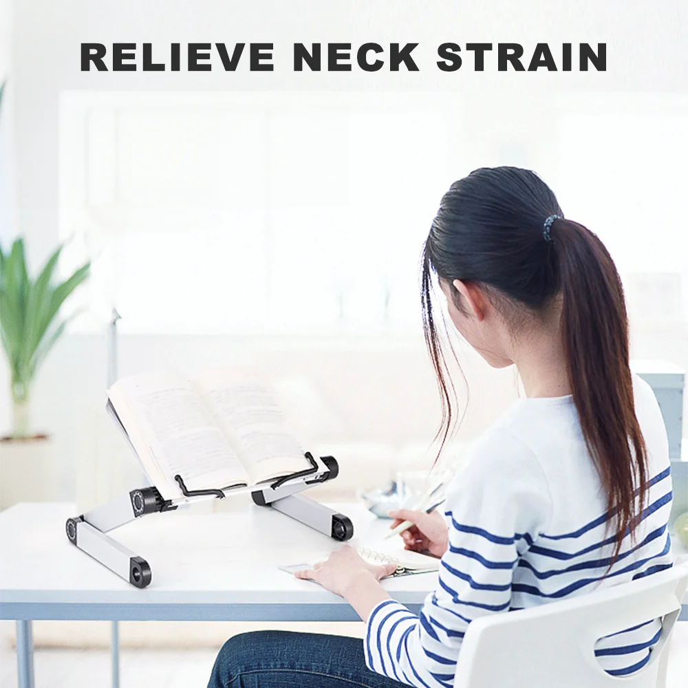 Foldable Reading Book Bracket Holder Bookcase Stand for Books PC 360 Degree Rotation Hight Adjustable Support Desk Organizer