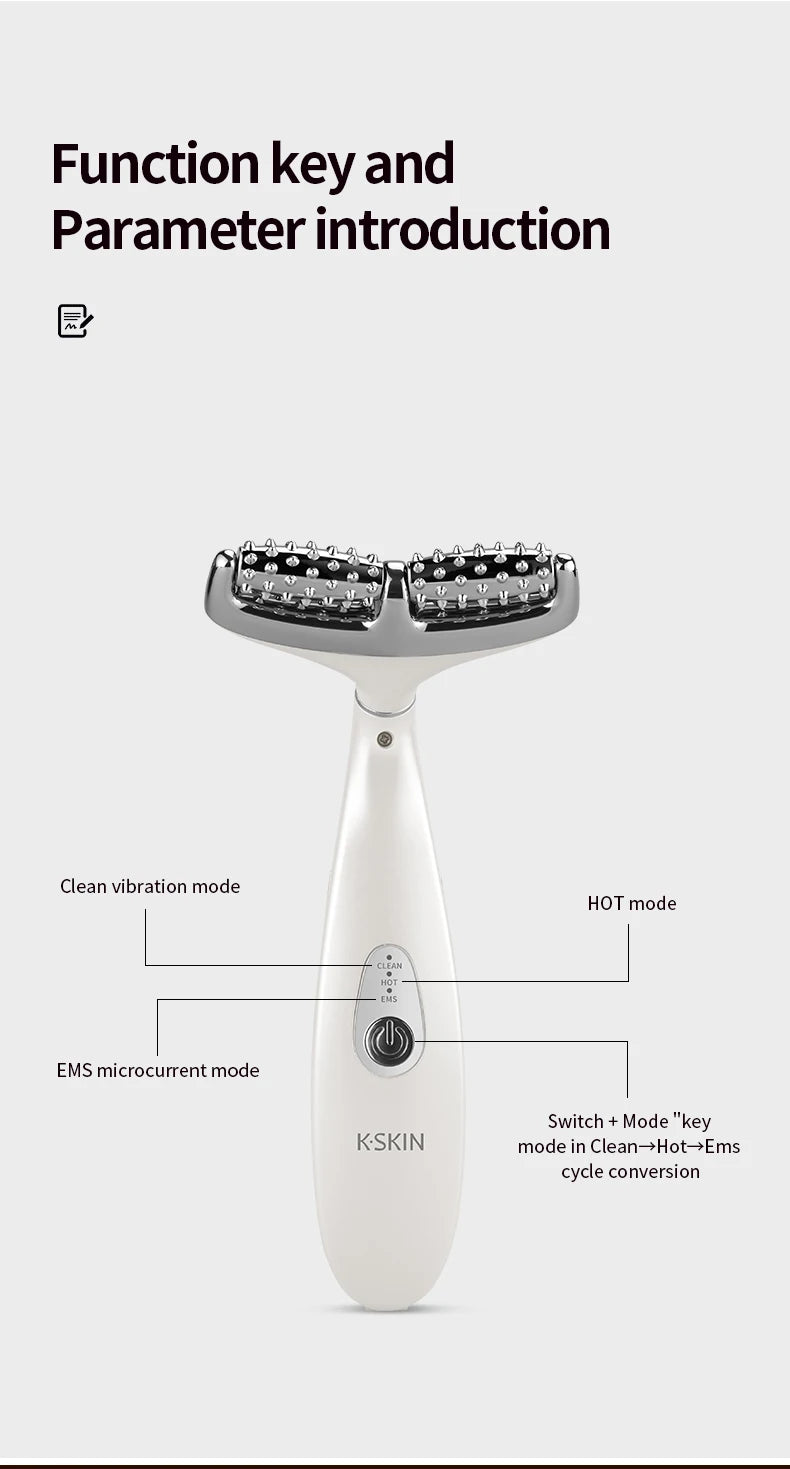 K-SKIN EMS Face Beauty Instrument Beauty Neck Massager Micro-Current Vibration Color light Senility Face Massager  Skin Care