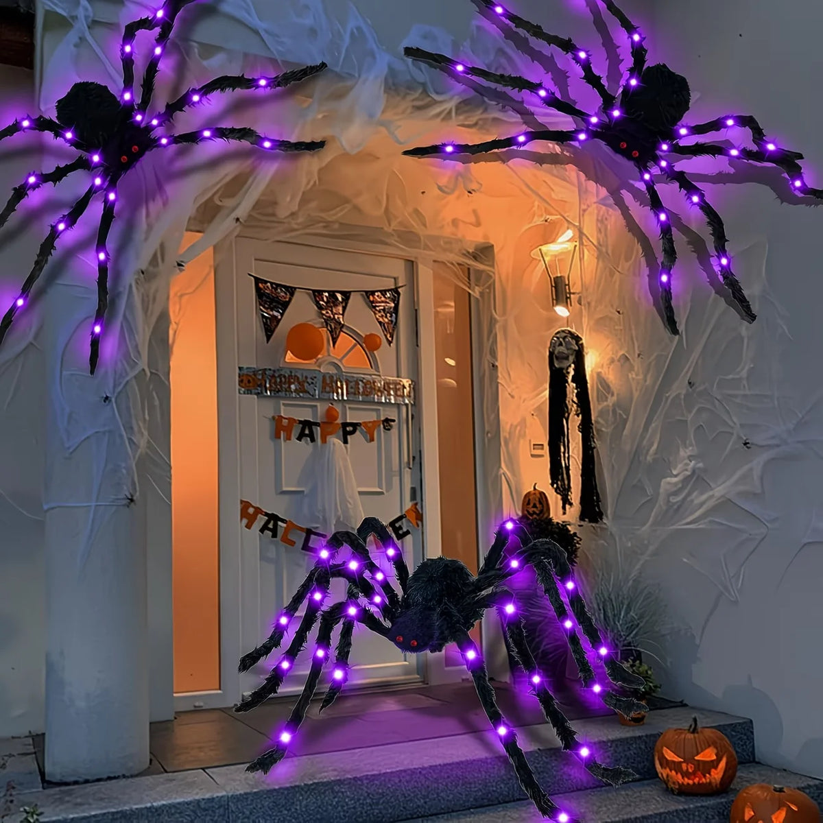 Giant Light-Up Halloween Spider Decor