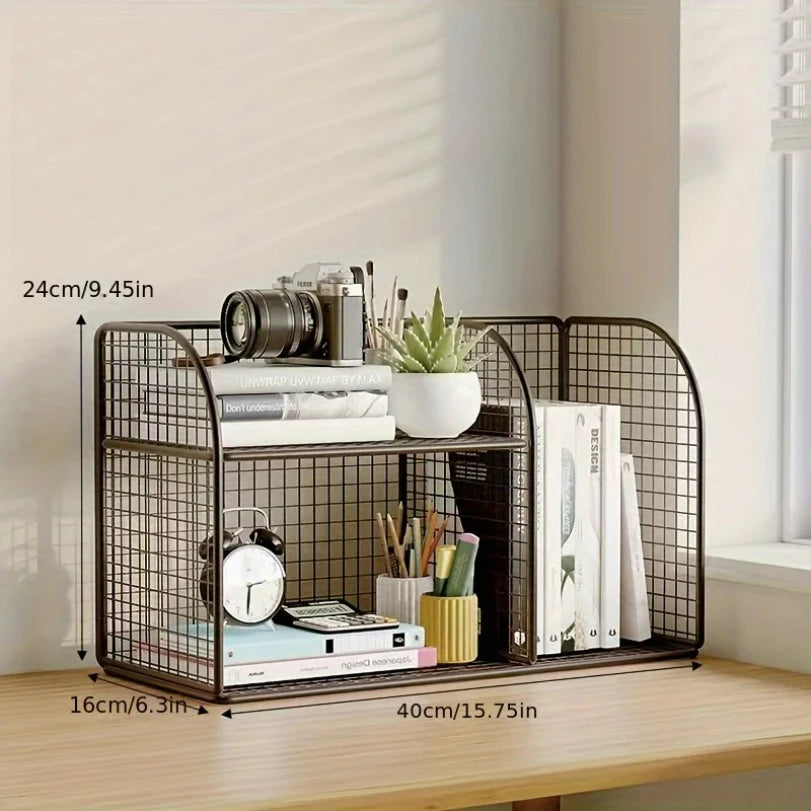 Desktop Bookshelf Tiered Desk Organizer - Durable Bookshelf For Office, Student Desk Shelves Racks Storage Holders Organizer