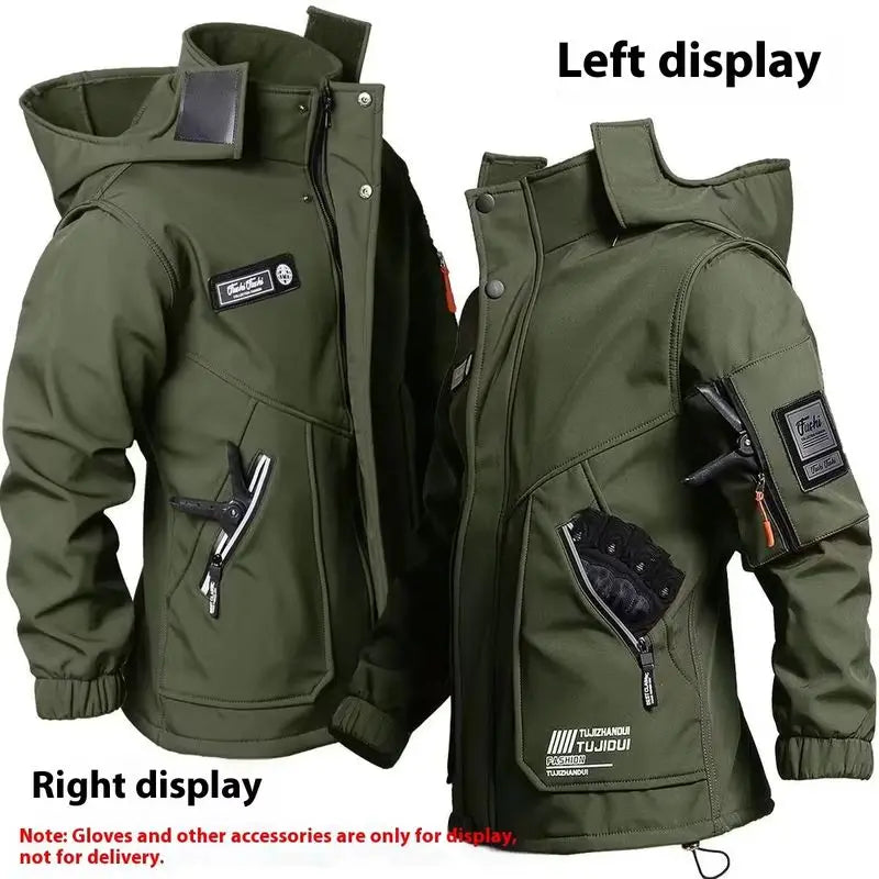 Men'S Motorcycle Jacket With Autumn And Winter Velvet Training
