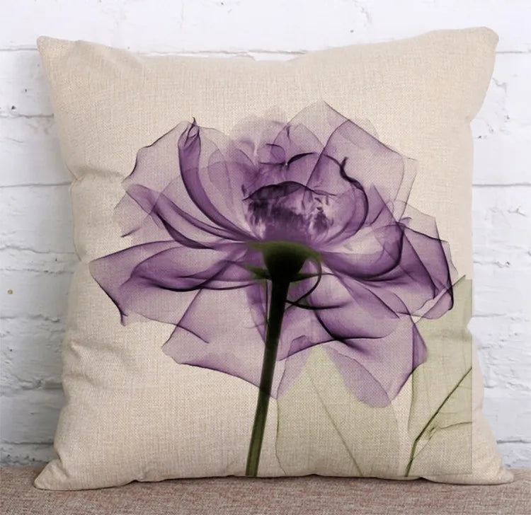 Colorful Flowers Printed Decorative Throw Pillow Floral Plant Cushion Cover Decoration Home Textile For Sofa Home