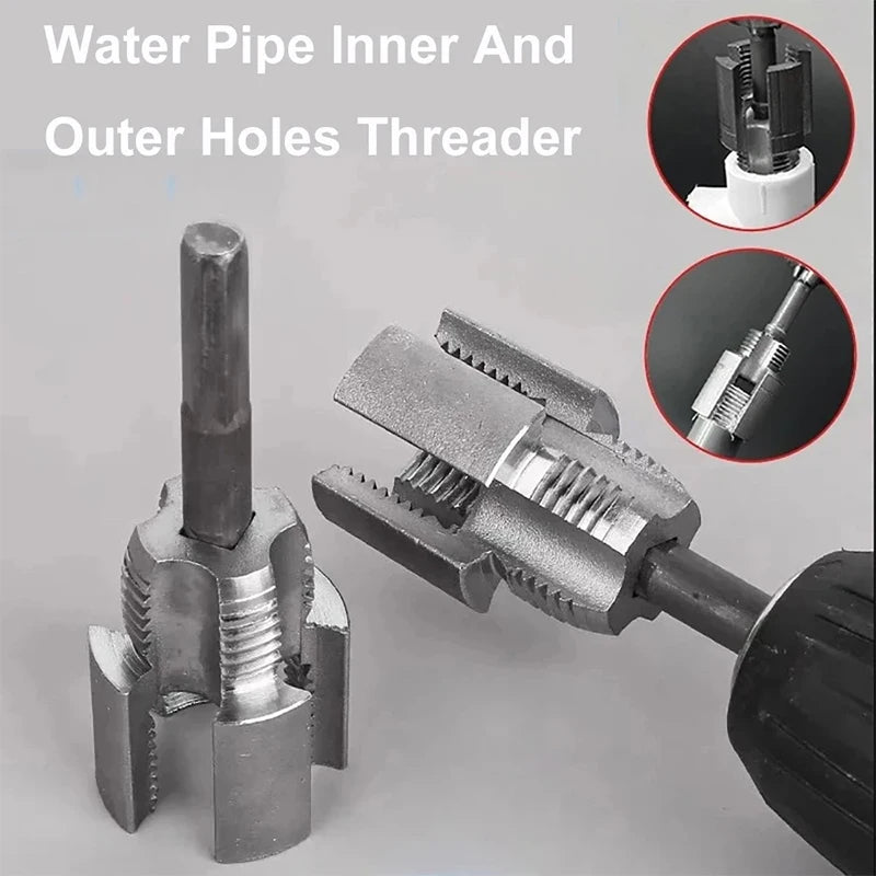 Pipe End Threading & Opening Tool - Handheld for 1/2" & 3/4" PPR/PVC, Creates Threads for Fittings & Opens Path for Wires/Cables