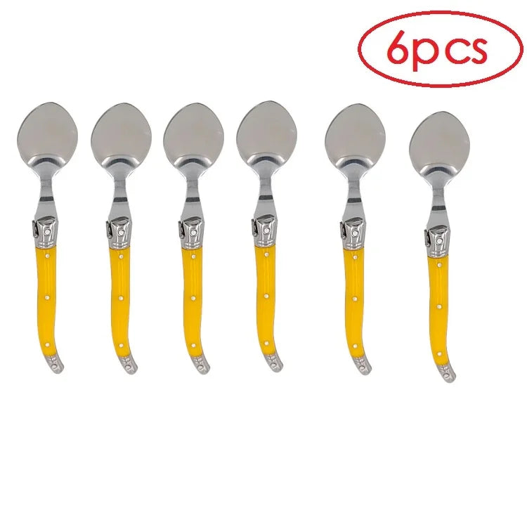Laguiole Teaspoon set Mini Small Coffee Spoons Ice Tea Spoon Stainless Steel Stirring Dessert Scoop Flatware 6'' 15.5cm 4-10pcs