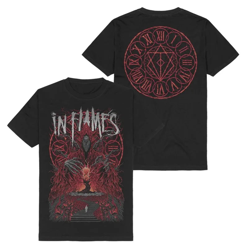 Y2k in Flames Band's Swedish Metal Rock Men's Short-sleeved Pure Cotton Printed T-shirt From An American/European Trendy Brand