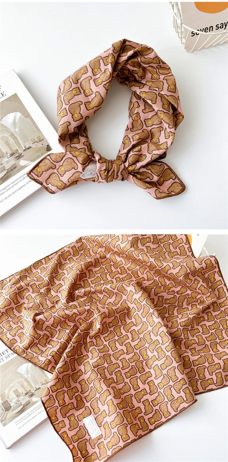 60cm Flower Print Cotton Bandanas Square Scarf Women Girls Headband Accessories Handkerchief Neckerchief Hairscarf Hairscarf
