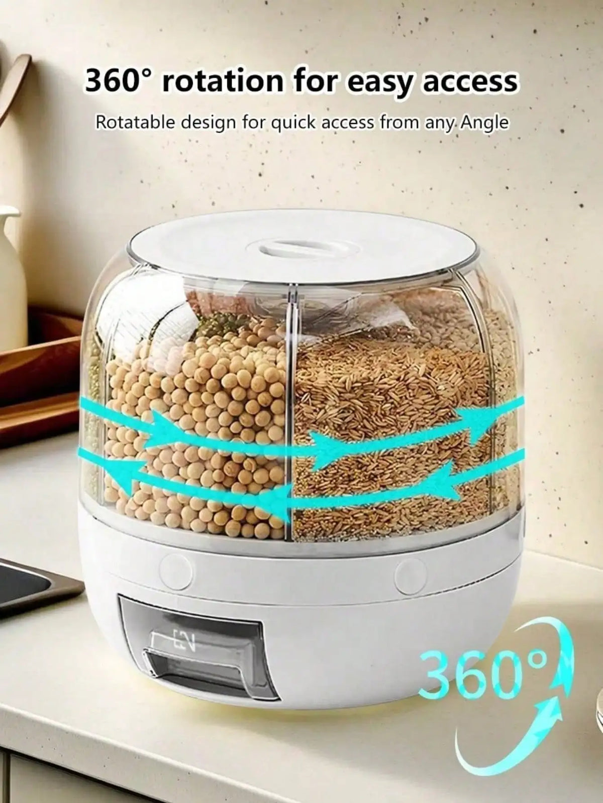 6-Grid Rotating Rice Dispenser, Airtight