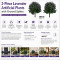 Artificial Lavender Plants With Stakes, 2 Pack