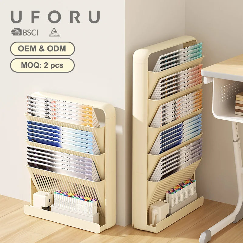 UFORU Dopamine Study Desk Organizer – Large Capacity Side-Mounted Bookshelf for Textbooks & Magazines