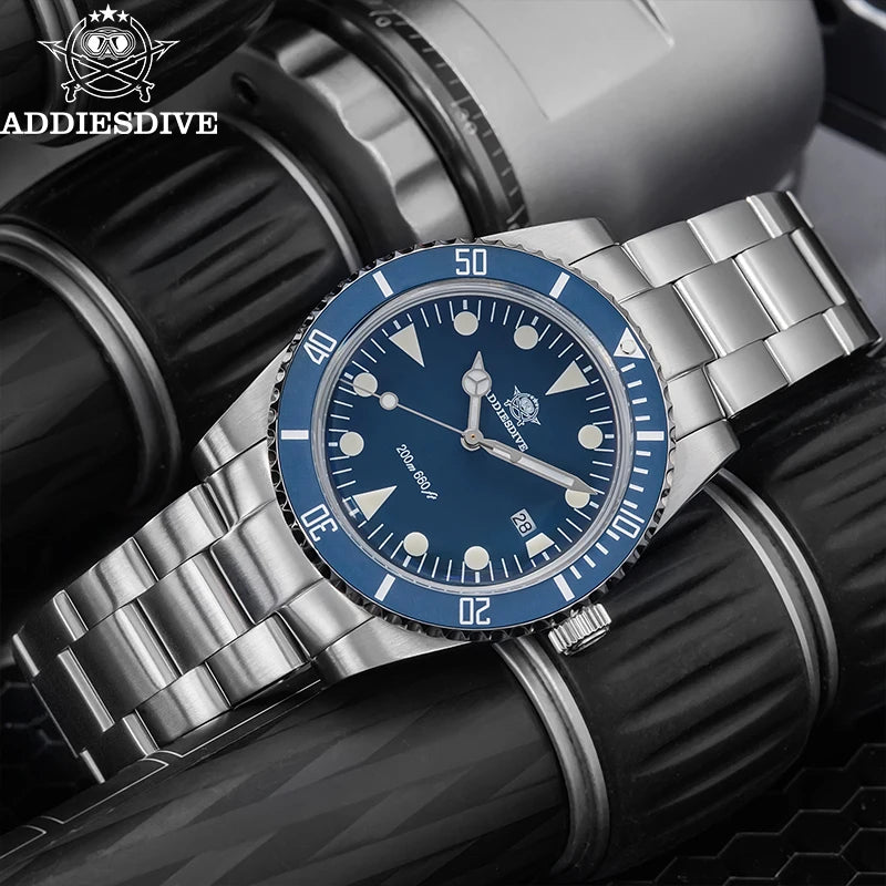 ADDIESDIVE Men's Diving Watch Stainless Steel Ceramic Bezel Quartz