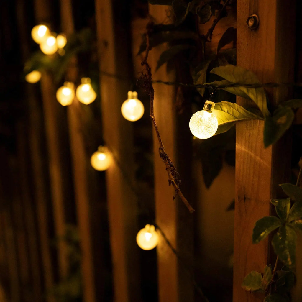 Solar String Lights Outdoor Crystal Globe Lights Waterproof Solar