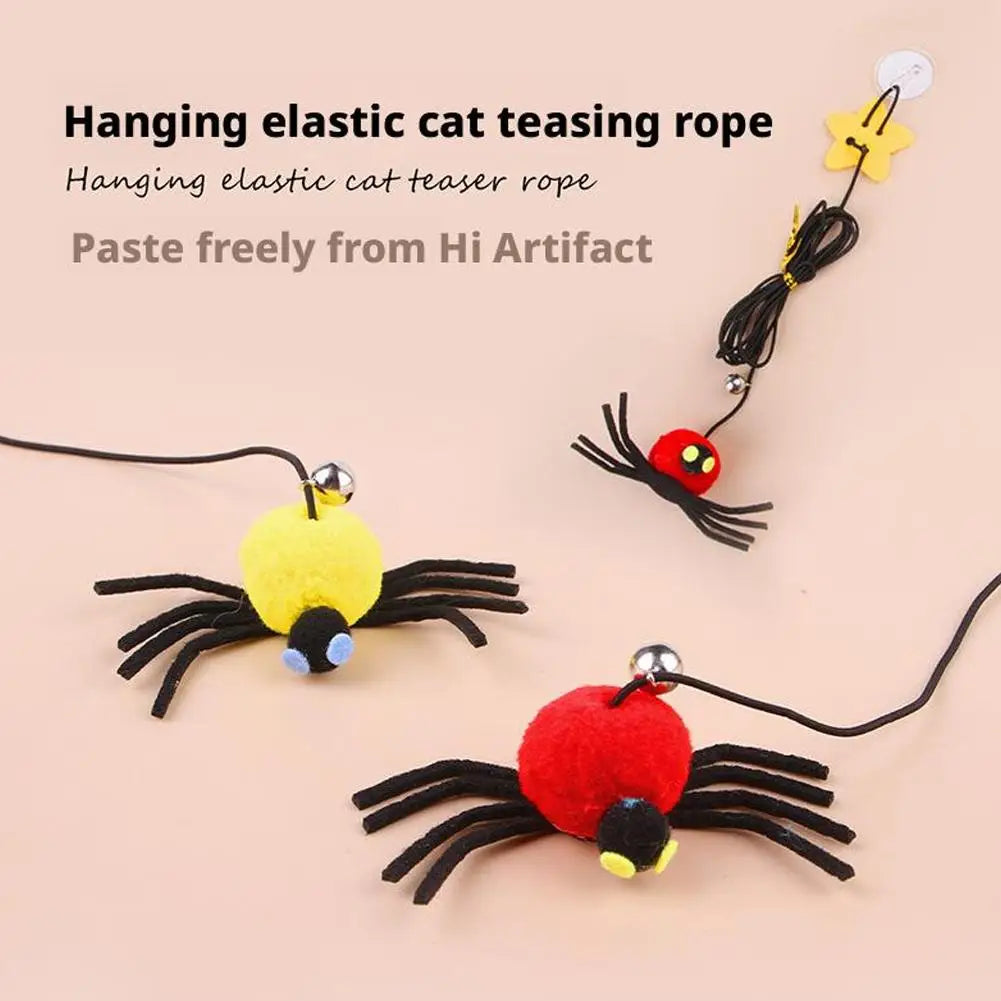 Cat Pet Toy Hanging Door To Relieve Depression Swinging Hanging Elastic Rope Feather Playing Stick Bell Spider for Pet Supplies