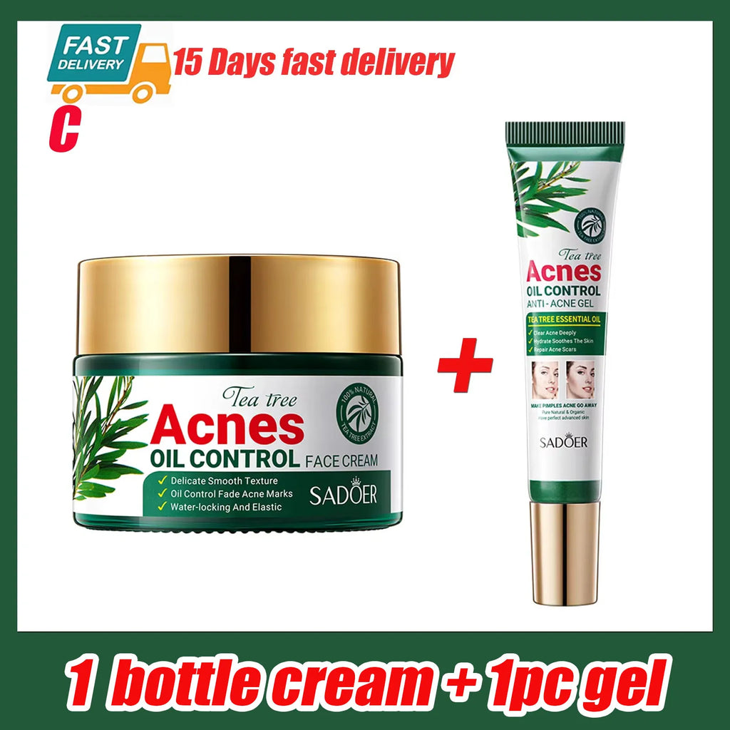 Tea Tree Acne Removing Cream Facial skincare Oil Control Face Gel Creams Hydrating Moisturizing Facial Cream Skin Care Set