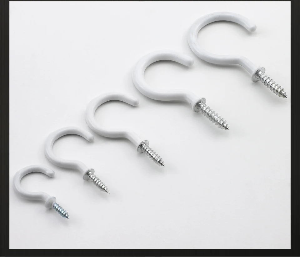 JUIDINTO 10-30pcs Cup Hook Screws 1/2"-2" Screw-in Hook Ceiling Tapping Screw Hook Carbon Steel for Kitchen Hanging