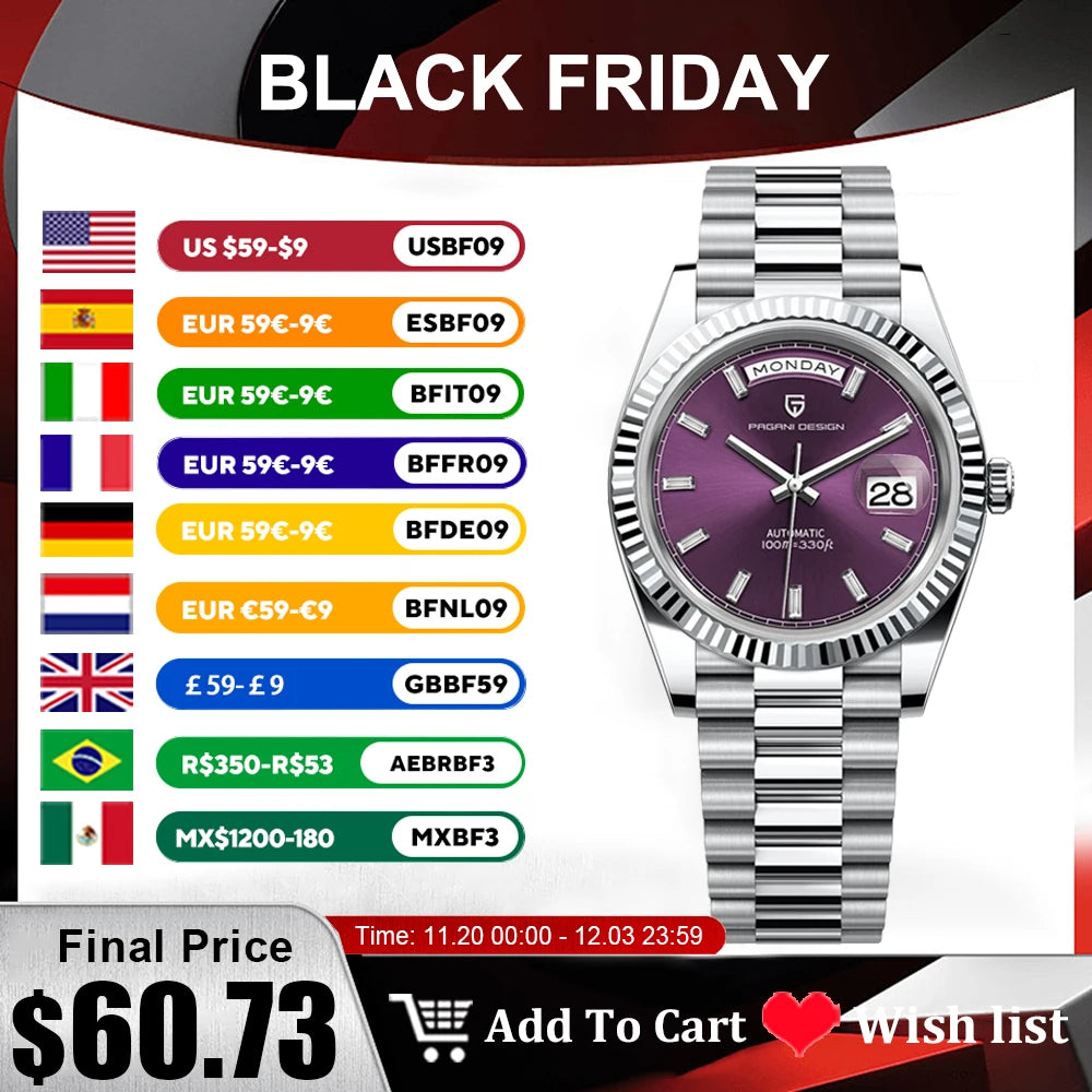 PAGANI DESIGN DD40 Men's Watches Top Luxury Automatic NH36A