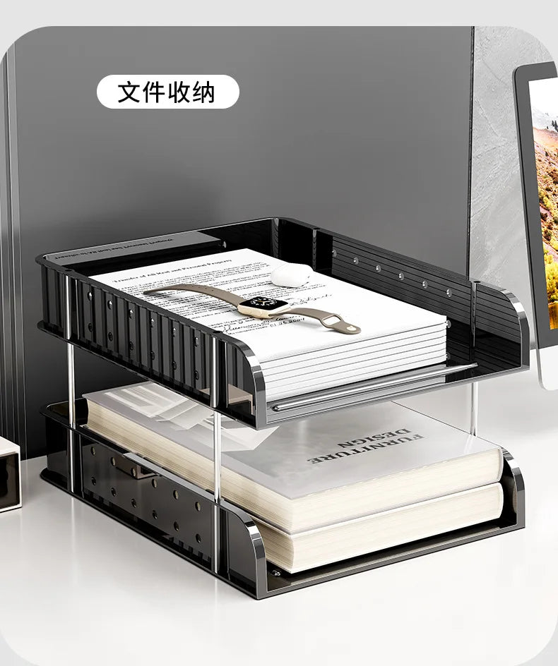 File Organizer Desktop File Storage Clear Transparent Multi-layer Stackable Rack Office Desk Organizer for Home or Office Use