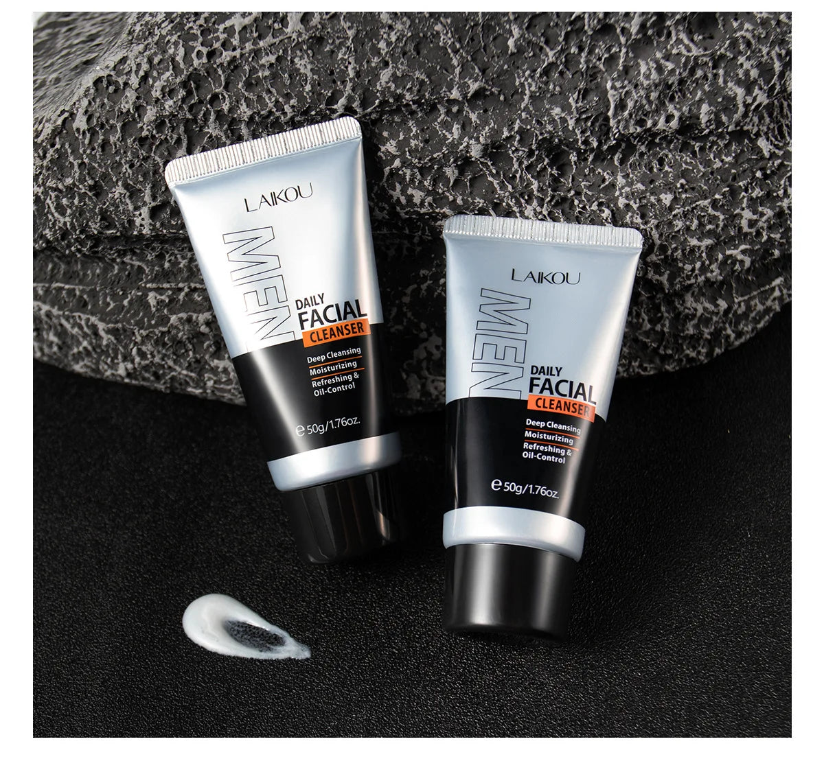 LAIKOU Men's Facial Cleanser, Moisturizing, Men's Skin Care, Oil Control, Blackhead Remover, Cosmetics, Deep Nourishment