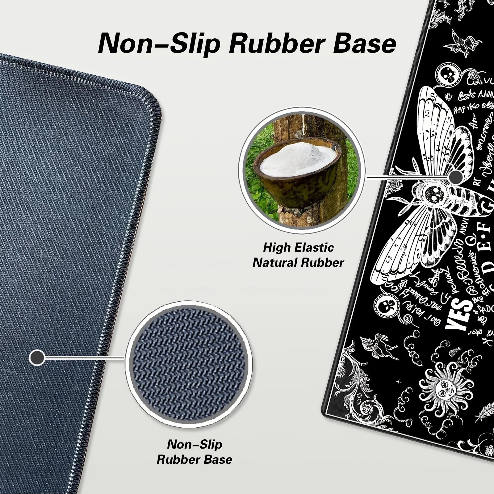 Large Mysterious Ghost Gothic Gaming Mouse Pad Black Anti Slip Rubber Desktop Accessories Mouse Mat Rug Desk Organizer Playmat