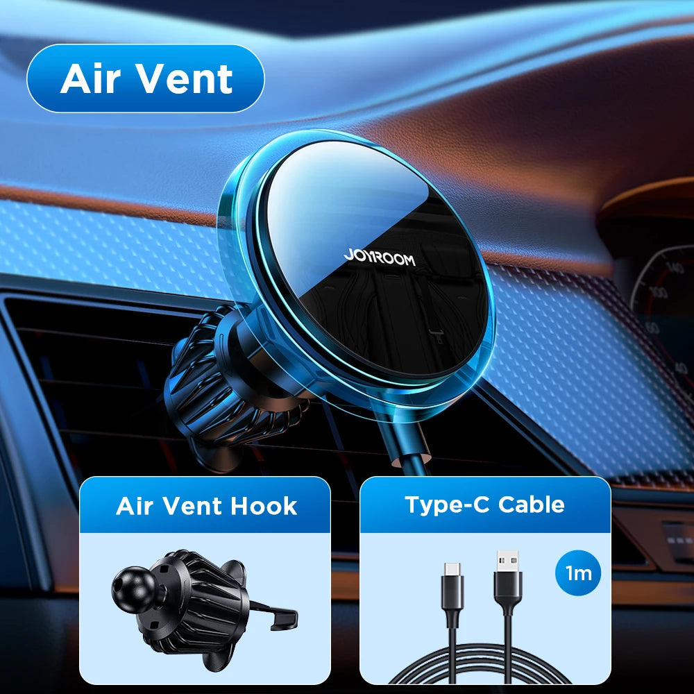Joyroom Magnetic Car Phone Holder Colorful Wireless Charger For iPhone 15 14 13 12 Pro Max Fast Charging Car Charger Holder