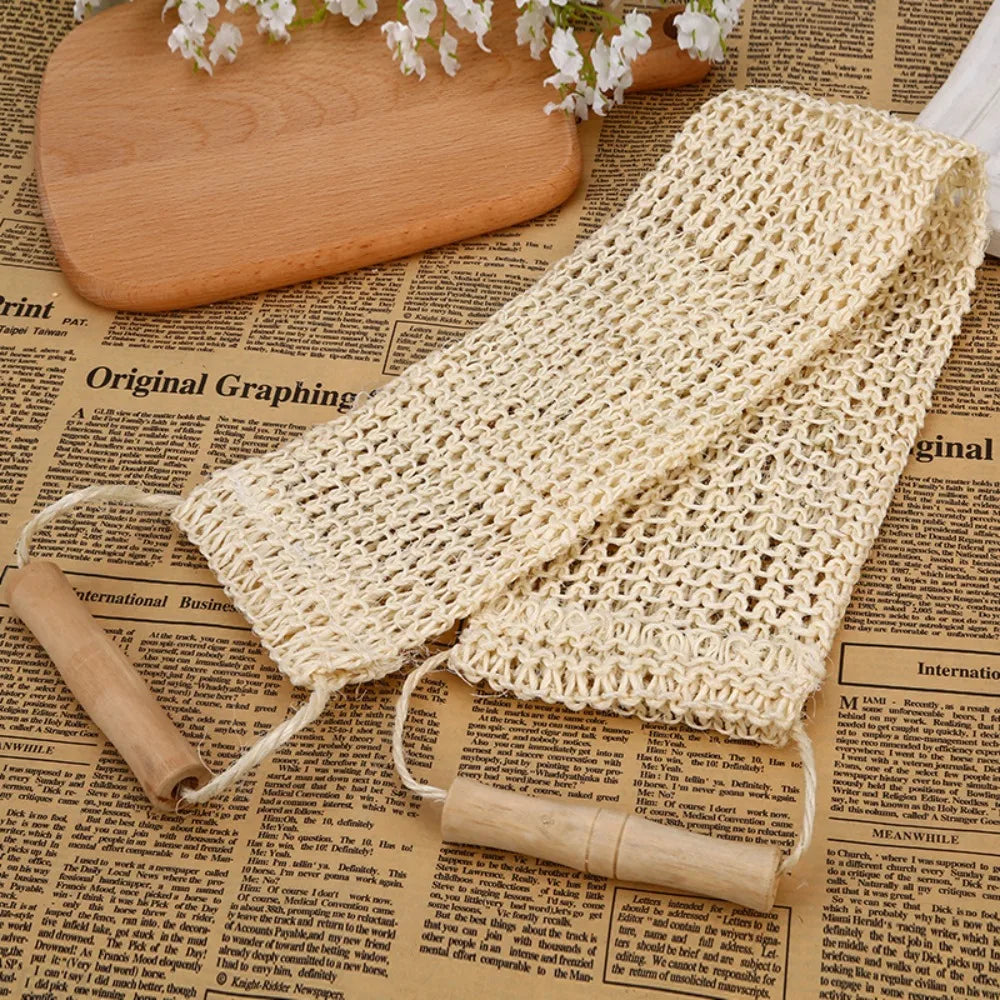 Handle Durable Bathroom Sisal Back Strap Skin Care Shower Scrubber Shower Towel