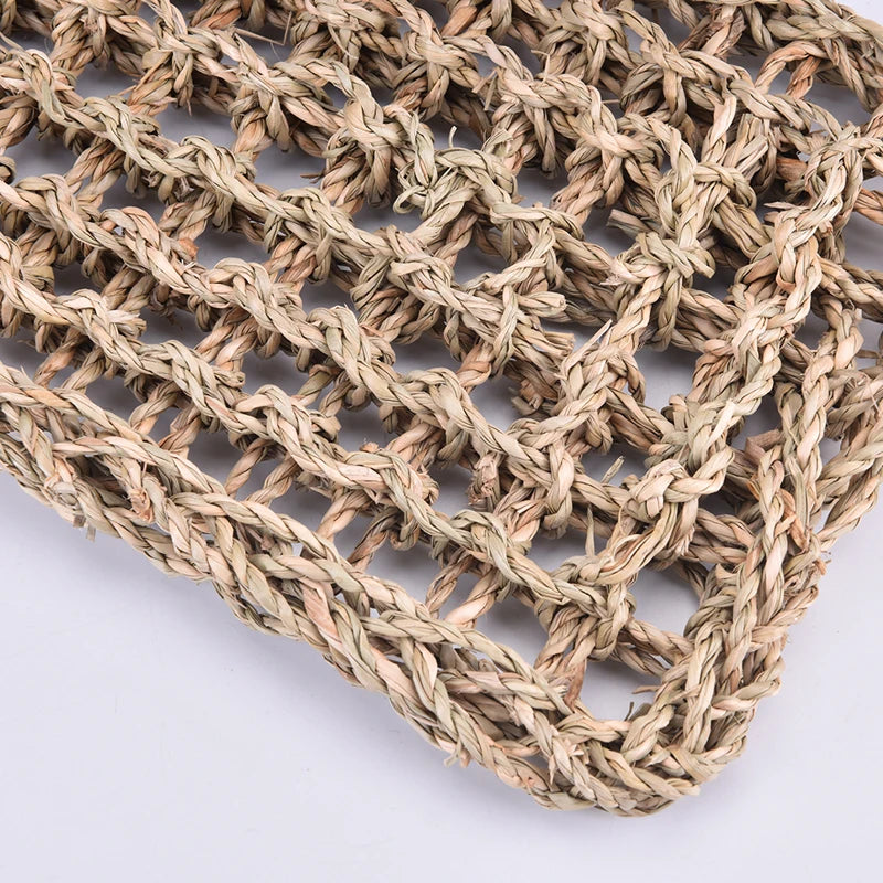 1x Hand-knitting Seaweed Pad Washable Pet Cushion Bird Ladder Stand Toy Lizard Crawling Shelf Lounger Hammock Small Pet Bed Mat