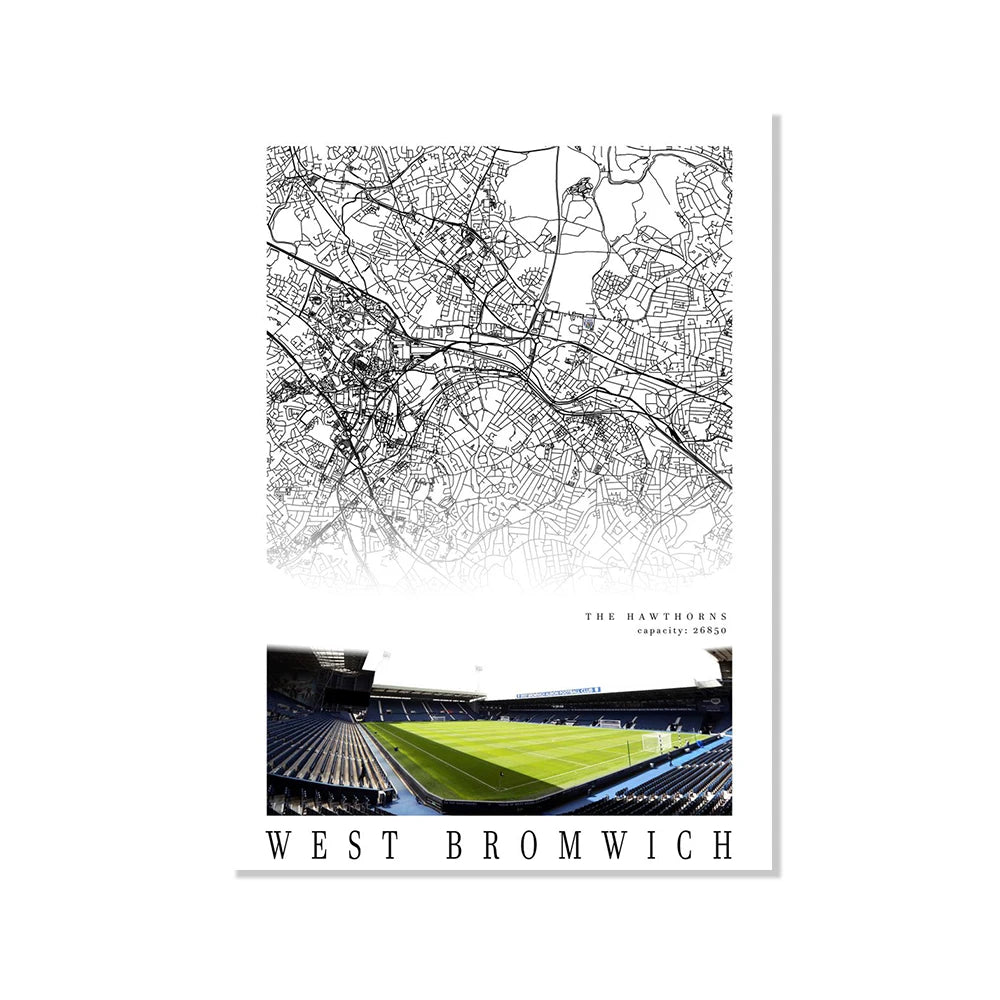 Football Poster Clubs Map Liverpool Manchester Football Stadium Poster Wall Art Canvas Painting for Living Room Home Decor