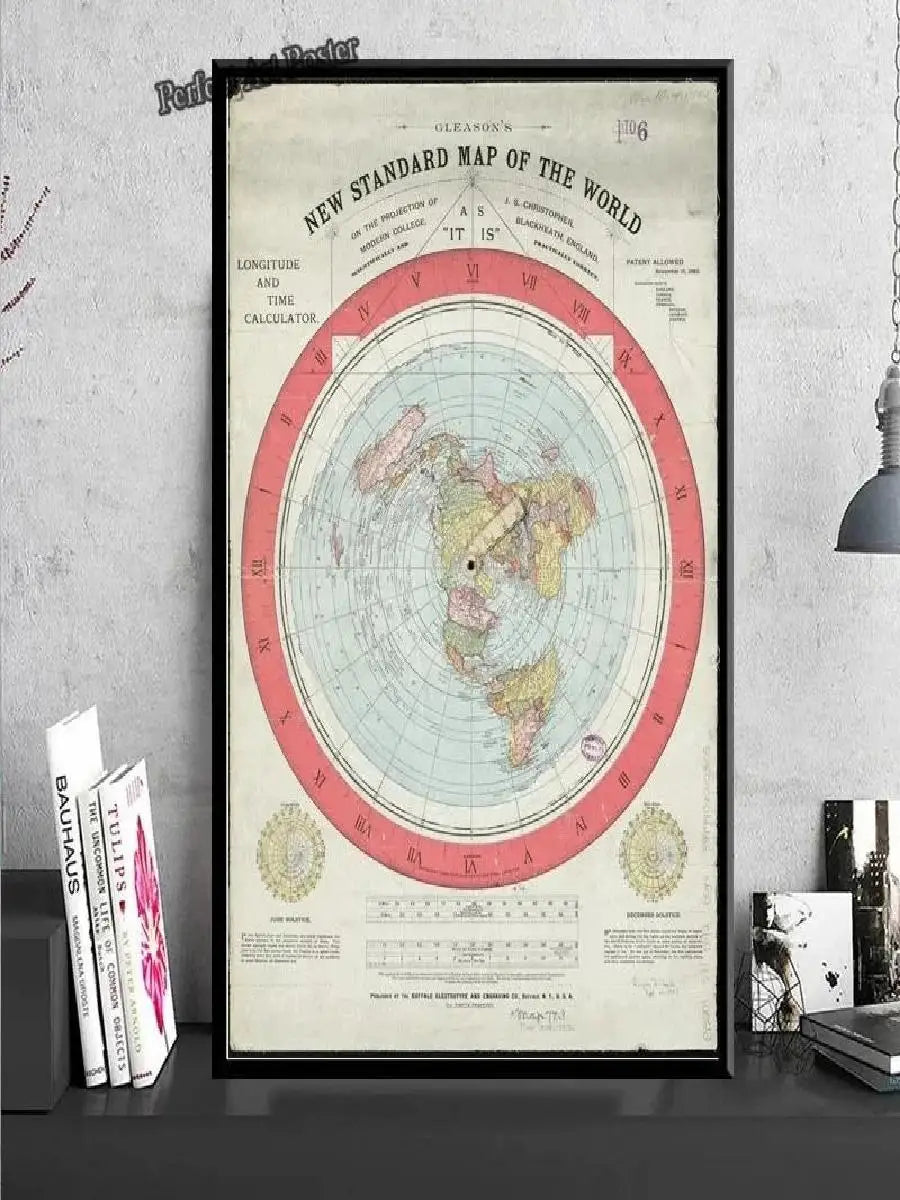 Flat Earth Map Movie World Map Modern Poster Prints Canvas Painting Wall Art Pictures for Living Room Home Decor