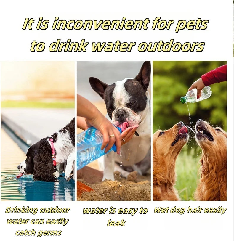 2In1 Portable Dog Water Bottle With Food Container For Small Large Dogs Cat Pet Outdoor Drinking Bowl Golden Retriever Supplies