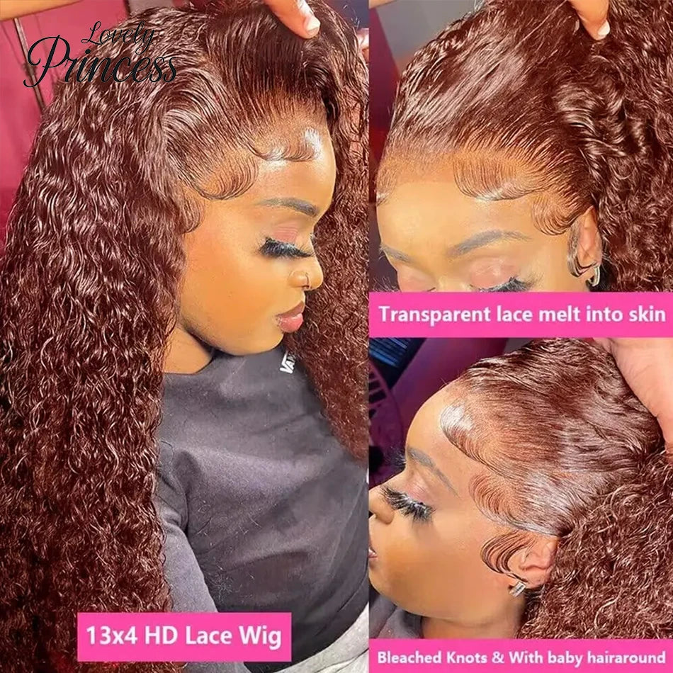 30 40 Inch Reddish Brown 13x6 Lace Frontal Wig 250 Density Colored