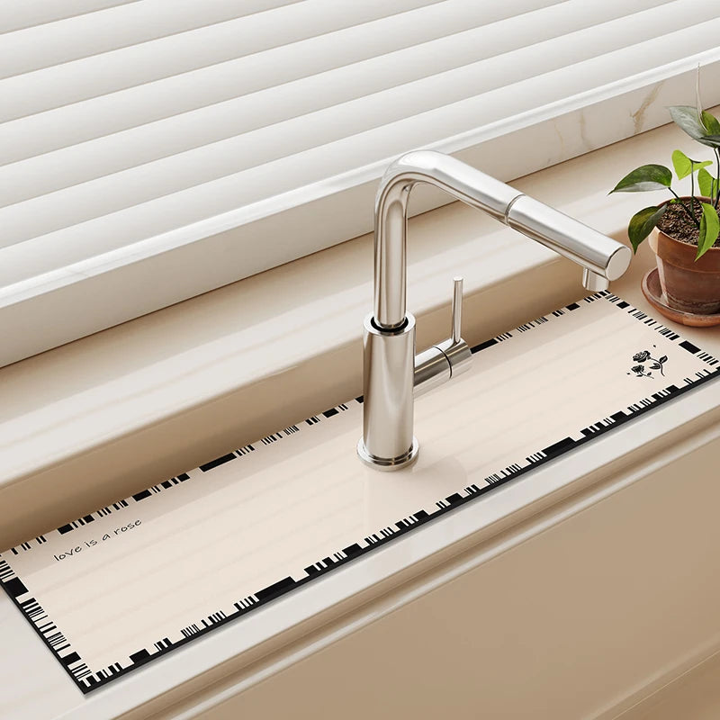 Kitchen Sink Faucet Mat Absorbent Faucet Splash Guard Drain Pad Bathroom Countertop Protector Diatomite Faucet Rug Washable