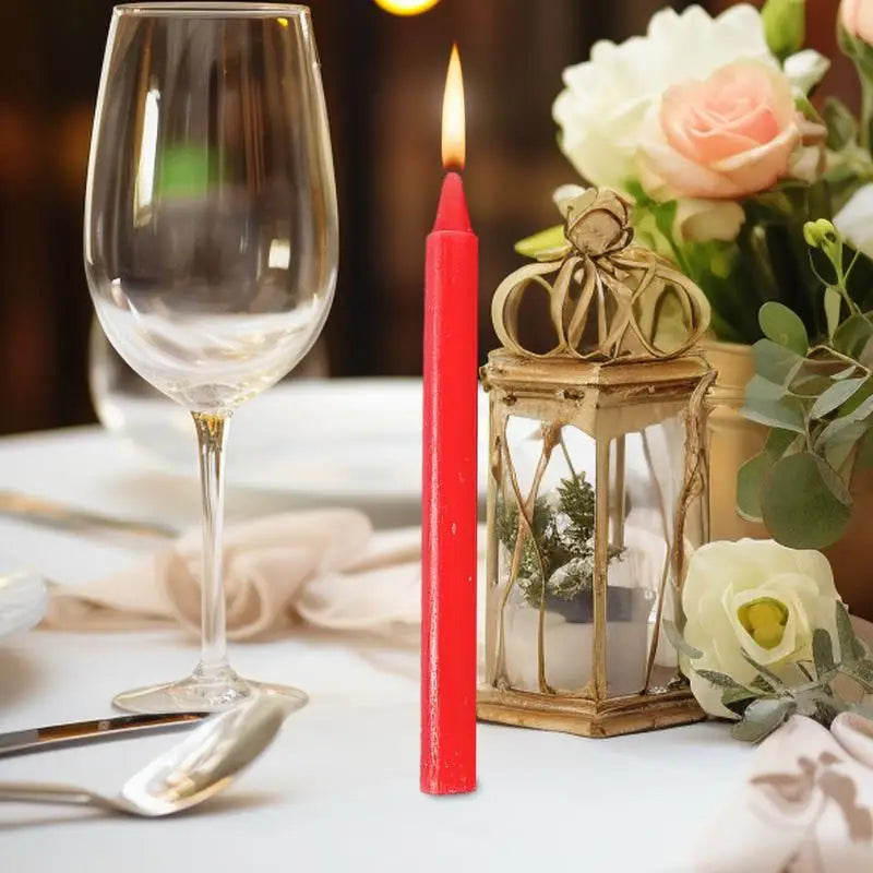 10pcs Unscented Mini Taper Candle Red/White Home Emergency Candles For Christmas Decoration Dinner Wedding Blessing Celebrations