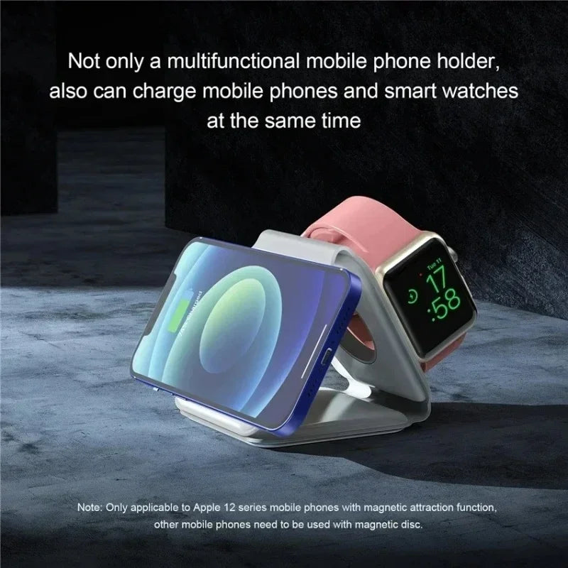3 in 1 Magnetic Wireless Charger Portable Fast Charging Dock Station Foldable Stand Trip Charger For iPhone Apple Watch AirPods