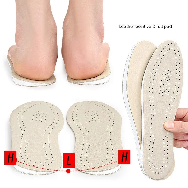Orthopedic Insoles O-leg Double-sided Leather Shoe Insoles Men Women Cowhide Breathable Shock-absorbing And Pressure-relieving