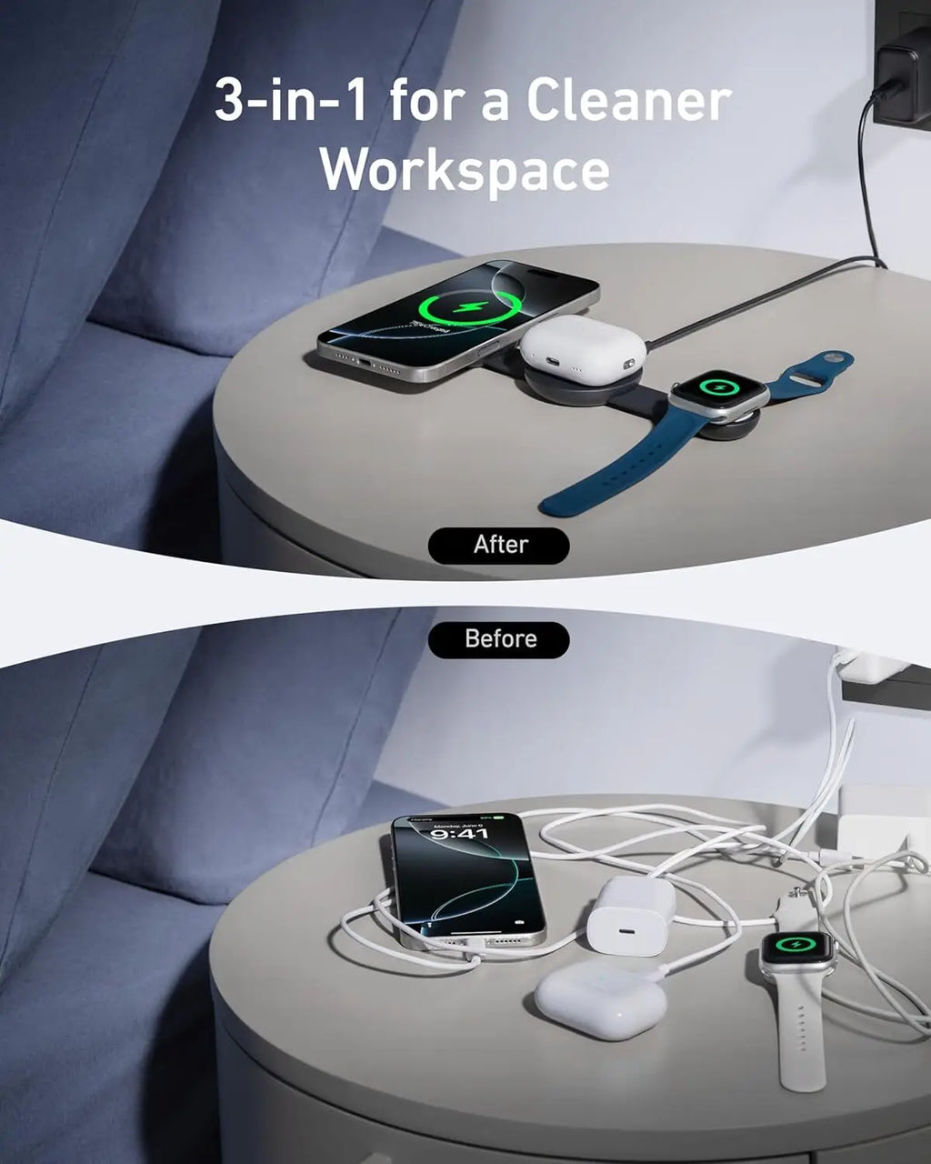 Anker UFO 3 In 1 Wireless Charger MagSafe MagGo Charger Station Qi2 15W Foldable Charge Pad For IPhone 15 16 Pro Watch Airpods