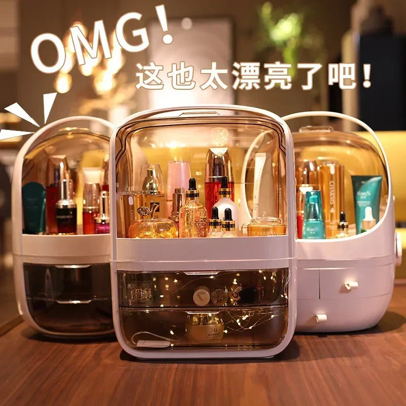 Cosmetic Storage Box Home Large Capacity Desktop Dustproof Dressing Table Lipstick Skin Care Luxury Storage Box Makeup Organizer