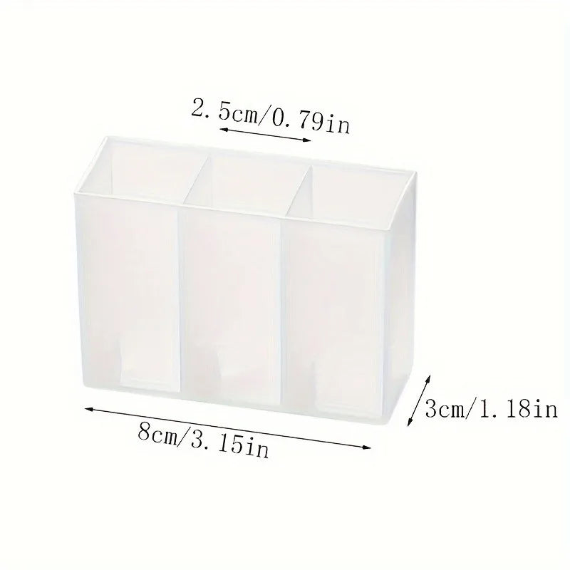 Transparent Wall-Mounted 3-Compartment Organizer - Self-Adhesive Storage Box for Makeup Brushes, Lipstick, Pens - With Shelves