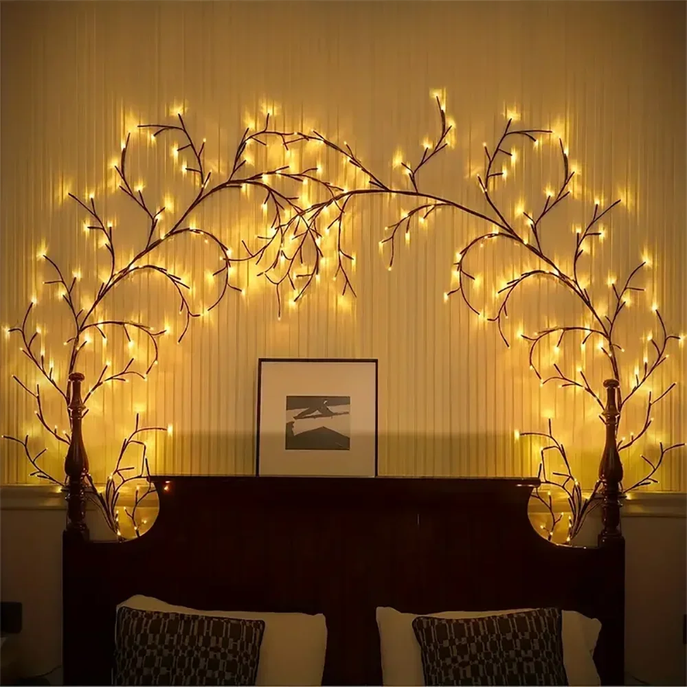 72/96/144LEDS USB Willow Vine Branch Lights 8 Modes Warm