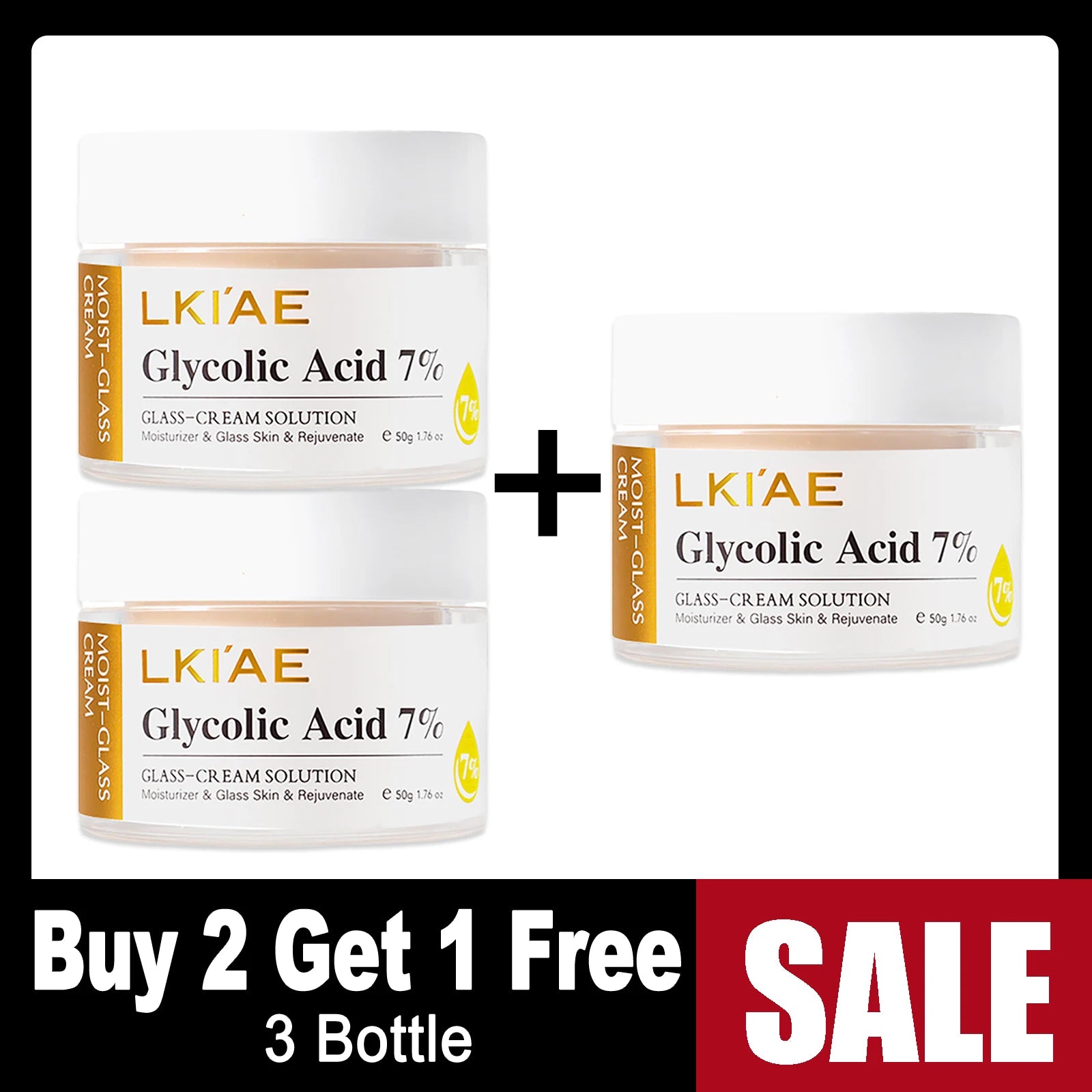 LKIAE Glycolic Acid Brightening Skin Care Set, Reduce Dark Spots, Unclog Pores, Clean Skin, Whitening Kit For All Skin Types