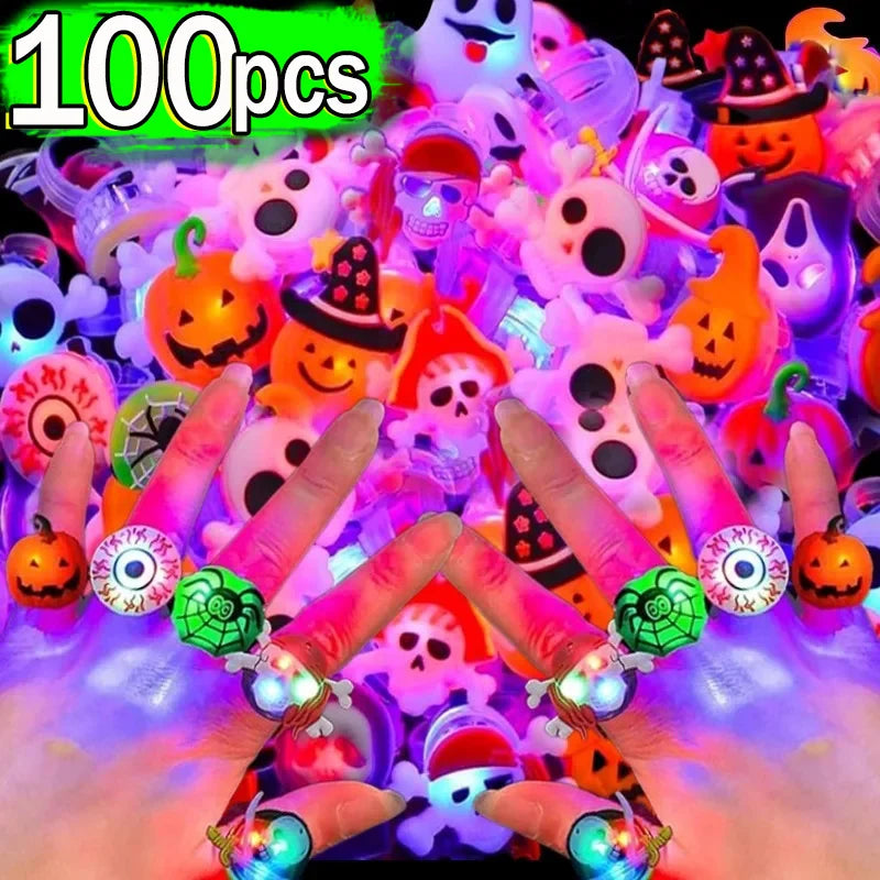 LED Luminous Halloween Toys Pumpkin Ghost Skull Glowing in Dark Fingers Toys with Light Birthday Party Decoration Props Supplies