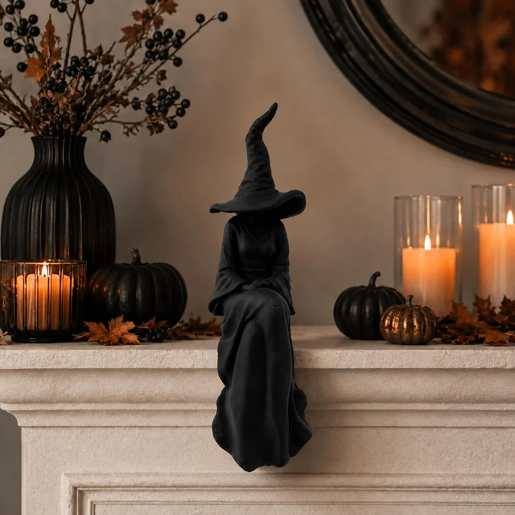 Faceless Sitting Witch Halloween Figurine