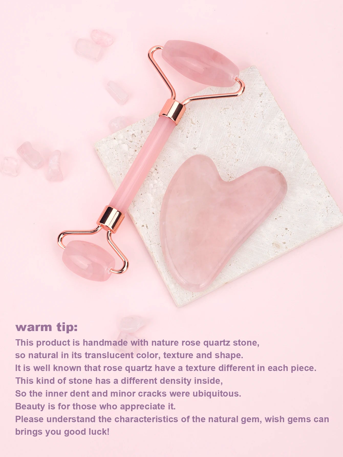Natural Jade Face Roller Gua Sha Scraper Set Face Neck Body Skin Care Beauty Tool Portable Rose Quartz Facial Massager Tool