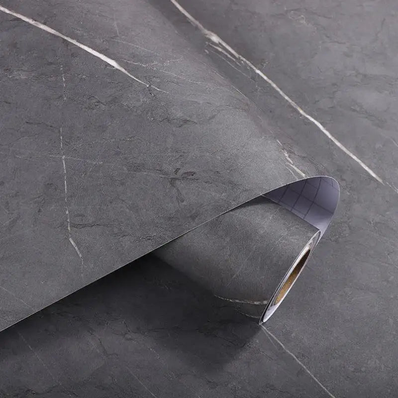 Matte Thick Gray Marble Pattern Waterproof Film Furniture Self-Adhesive Wallpaper Kitchen Countertop Oil-Proof Rock Wall Sticker