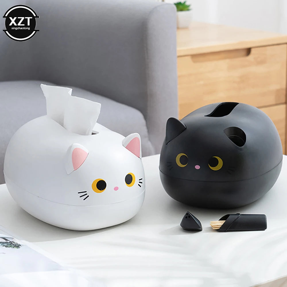 Kawaii Cat Tissue Box Kitchen Napkin Storage Box Wc Paper Container Desktop Toilet Paper Holder Nordic Style Home Decoration