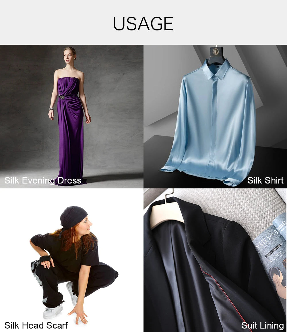 CISULI Pure Silk Stretch Satin Fabric,16momme,Width 140cm,Silk Lycra,Shirt and Dress Cloth Material