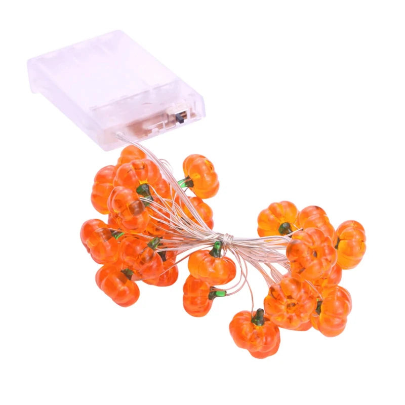 Pumpkin LED String Lights Portable 1M 10 Led Garland Happy Halloween Party Decoration for Home Bar Atmosphere Thanksgiving Decor