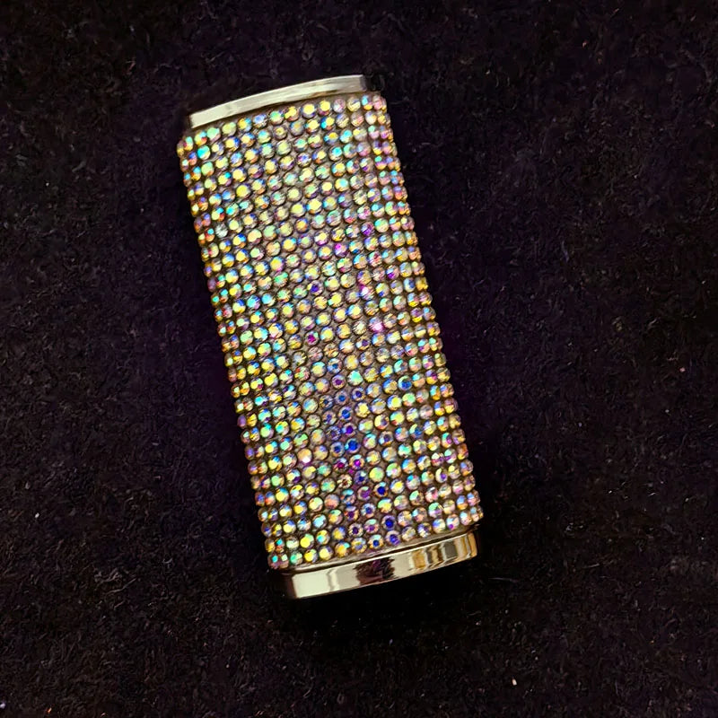 Fashion Bling Rhinestone Crystal Lighter Case Cover Sleeve Metal Shiny Lighter Holder for Bic Full Standard Size Lighter Type J6