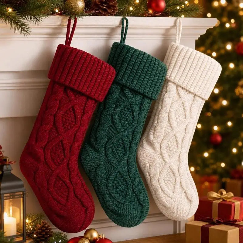 Knitted Christmas Stockings,Soft Xmas Stockings,Christmas Hanging Socks,Christmas Tree Decoration for Christmas Party